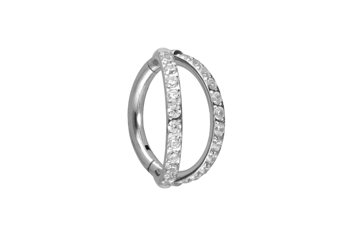 Titan Segmentring Clicker Piercing 2 RINGE + EINGEFASSTE KRISTALLE